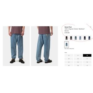 Carhartt WIP Newel Denim Jeans – Men’s 28 – Light Wash Straight Leg Workwear